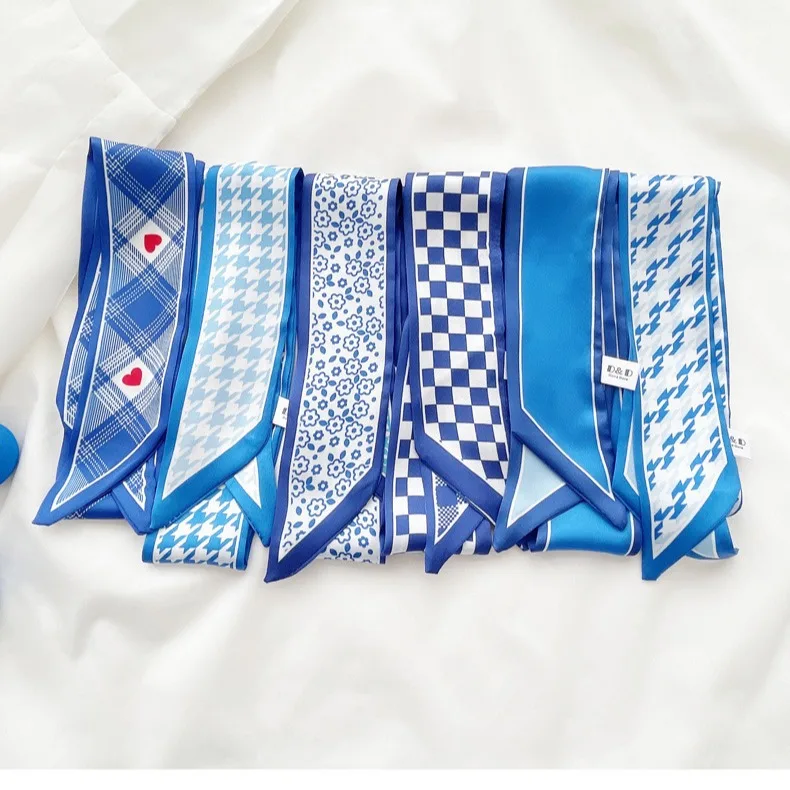 Klein blue silk scarf new chec - Ascot Neck Scarf บทวิจารณ์และราคา