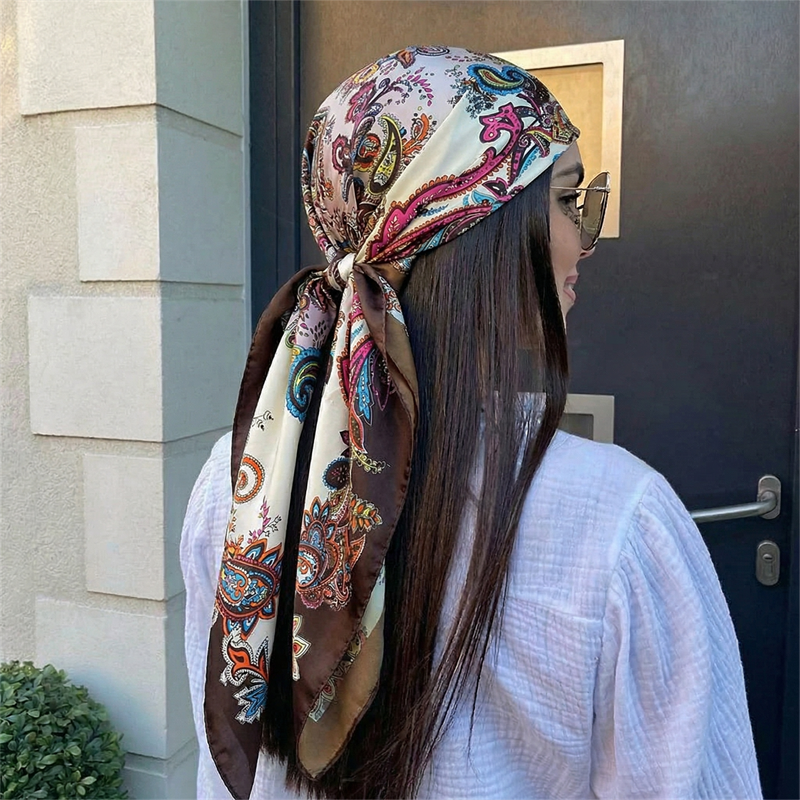 Luxury 90cm Brand Silk Satin S - Scarf Silk Square บทวิจารณ์และราคา