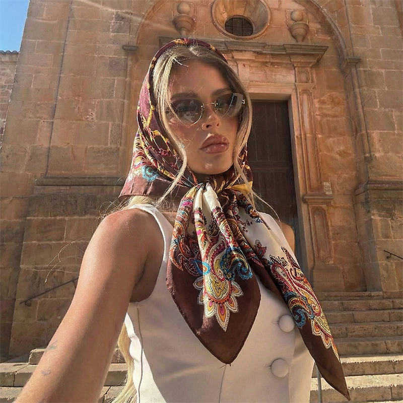 Luxury 90cm Brand Silk Satin S - Scarf Silk Square บทวิจารณ์และราคา